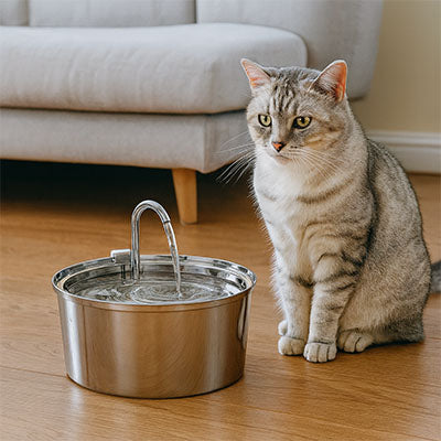 fontaine_chat_inox_moderne_chat assis