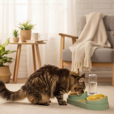 Gamelle chat - bouteille eau et gamelles