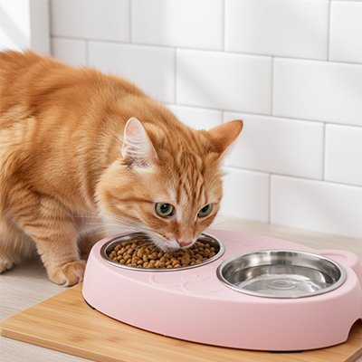 Gamelle pour chat - rose