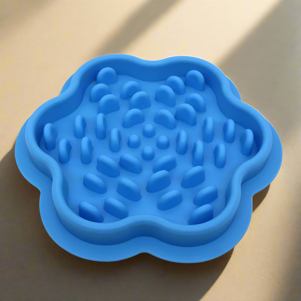 gamelle anti glouton pour chat bleue arrondi
