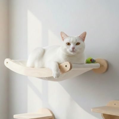 Hamac chat - chat blanc allongé