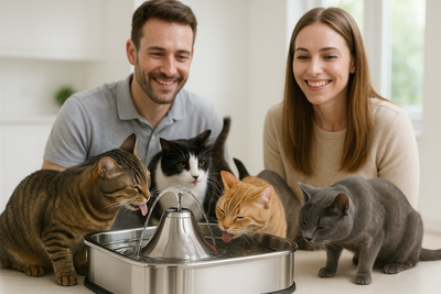 La fontaine à eau inox chat : hydratation optimale