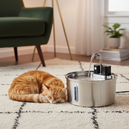 Fontaine_eau_sans_electricite_pour_chat Chat dort