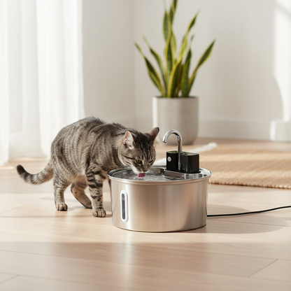 Fontaine_eau_sans_electricite_pour_chat Chat qui boit