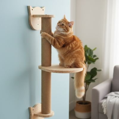 arbre-a-chat-mural plateau fait ses griffes