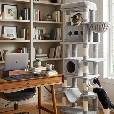 arbre-chat_grand modele gris avec hamac