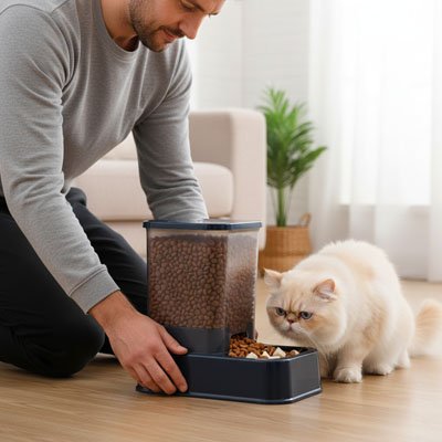 distributeur-de-croquettes-pour-chat mange 