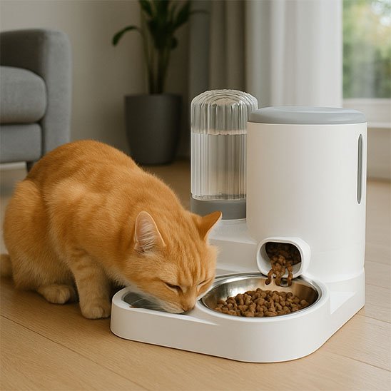 Distributeur de croquettes pour chat​ mange