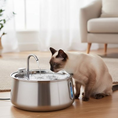 Fontaine a eau automatique pour chat - acier inoxydable