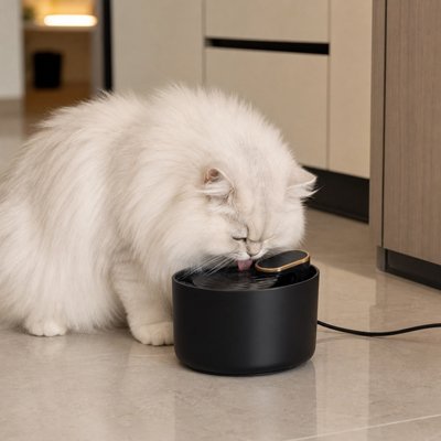 Fontaine a eau Chat - chat blanc