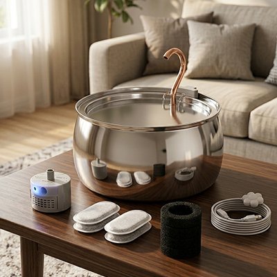 fontaine a eau Chat - dans le salon