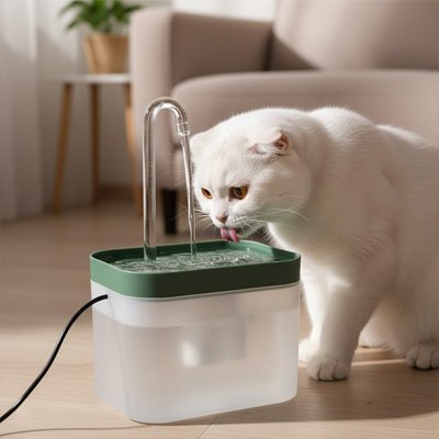 fontaine-a-eau-chat_transparente verte