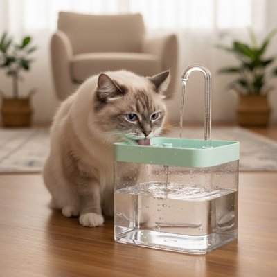 fontaine-a-eau-chat vert clair