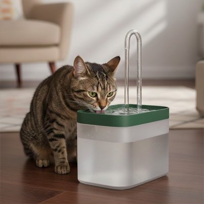 fontaine-a-eau-chat verte fonce