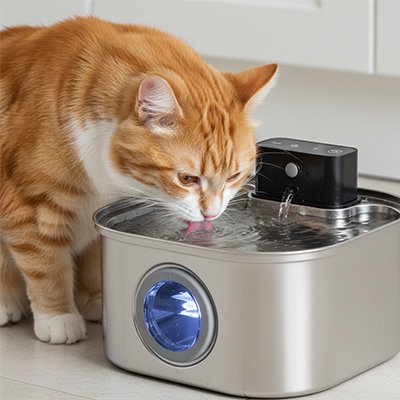 Fontaine à eau pour chat sur batterie - autonome