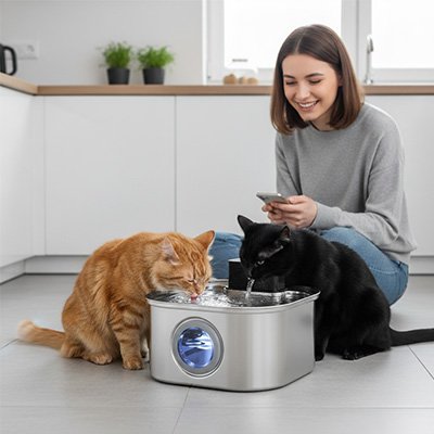 Fontaine à eau pour chat sur batterie - multichat