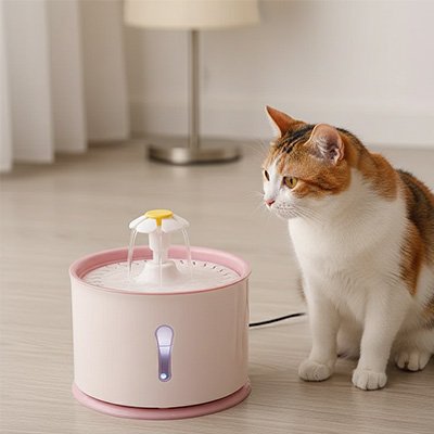 Fontaine chat - chat assis