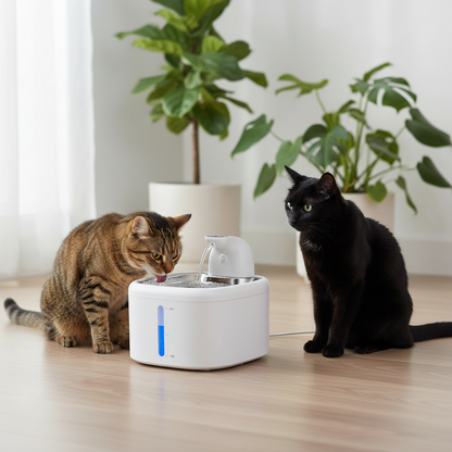 fontaine_a_eau_pour_chat_sans_electricite deux-chats-bureau