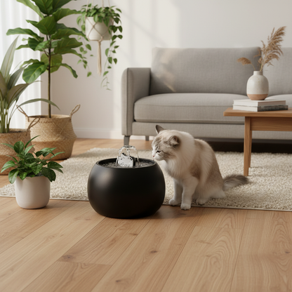 Fontaine à eau pour chat - mise en situation intérieur moderne