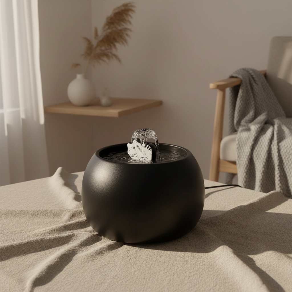 Fontaine à eau pour chat - esthétique scandinave sur lin