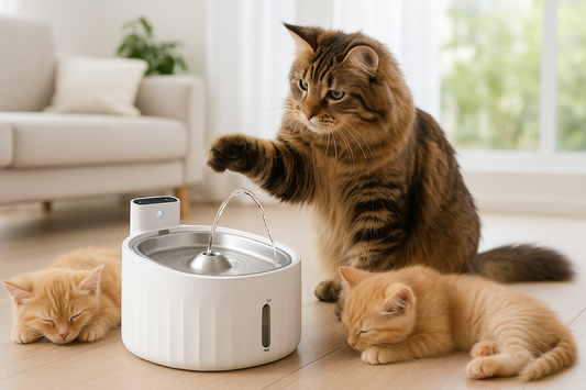 fontaine chat inox jet d eau