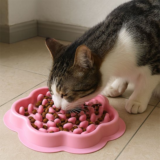 gamelle anti glouton Chat - rose