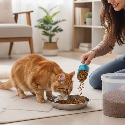 Gamelle chat inox - croquettes pelle