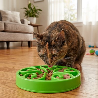Gamelle labyrinthe chat mange 
