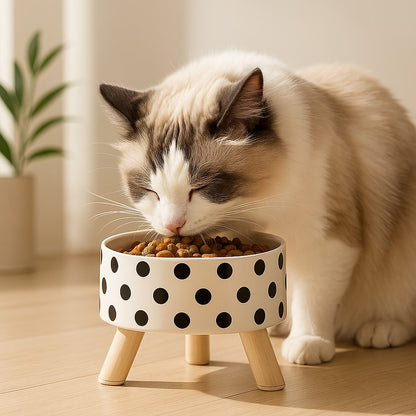 gamelle_chat_surelevee mange croquettes