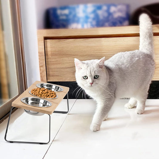 gamelle chat surelevee triple_blanc