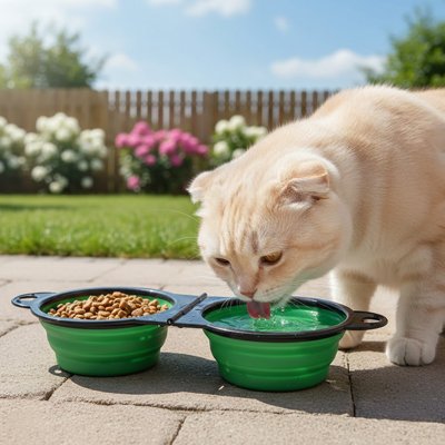 gamelles-chat_eau et croquettes