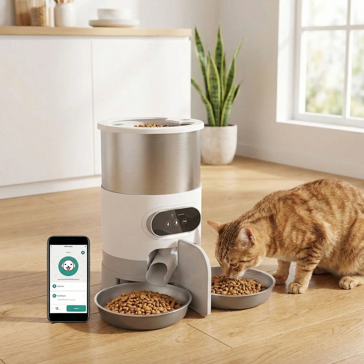 Distributeur automatique croquettes chat | Double gamelles