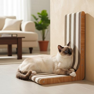 Griffoir chat contre le mur
