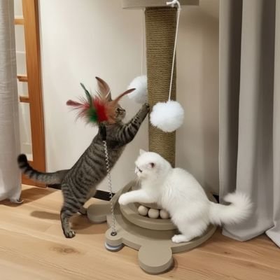 griffoir-pour-chat_les chats jouent ensemble