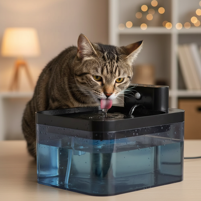 Fontaine chat sans fil Gros plan chat buvant