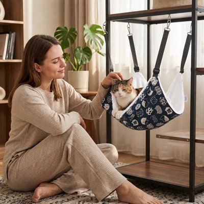 Hamac pour chat- avec sa maitresse
