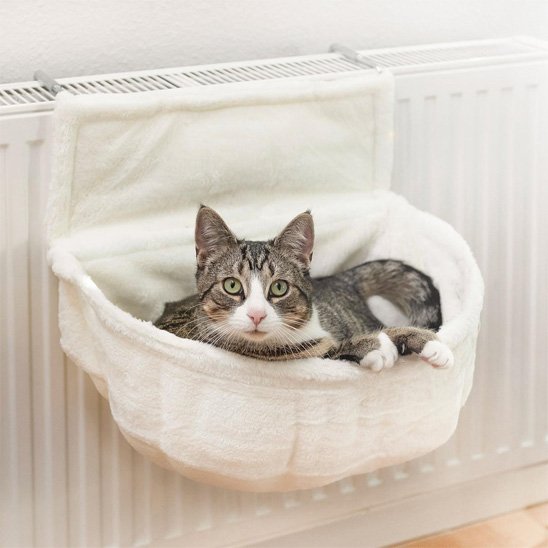 hamac pour chat - chat detendu dans le hamac blanc