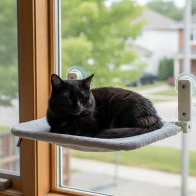 Hamac pour chat fenetre - chat noir