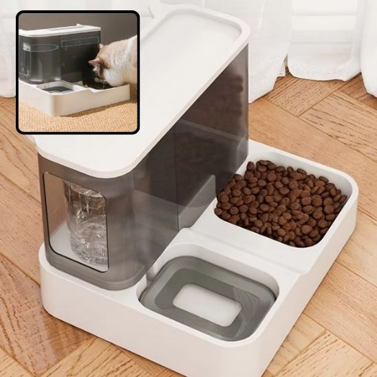 Gamelle automatique chat | 2 en 1 Blanche