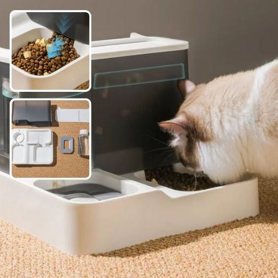 Gamelle automatique chat | 2 en 1 Blanche